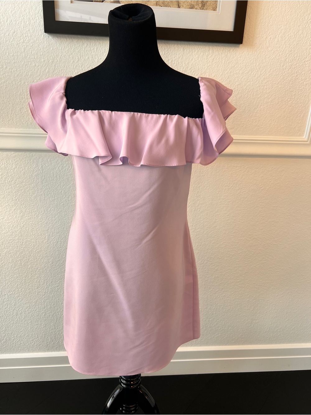 Amanda Uprichard Lilac Ruffle Off-Shoulder Mini Dress